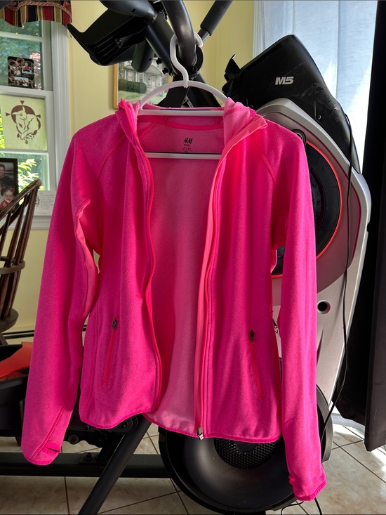 H&M Jackets & Blazers - H&M Bright Pink Hooded Zip-Up Fleece Jacket